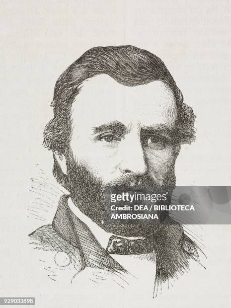 Portrait of Ulysses Simpson Grant , president of the United States of America, United States of America, drawing from The White Conquest by William...