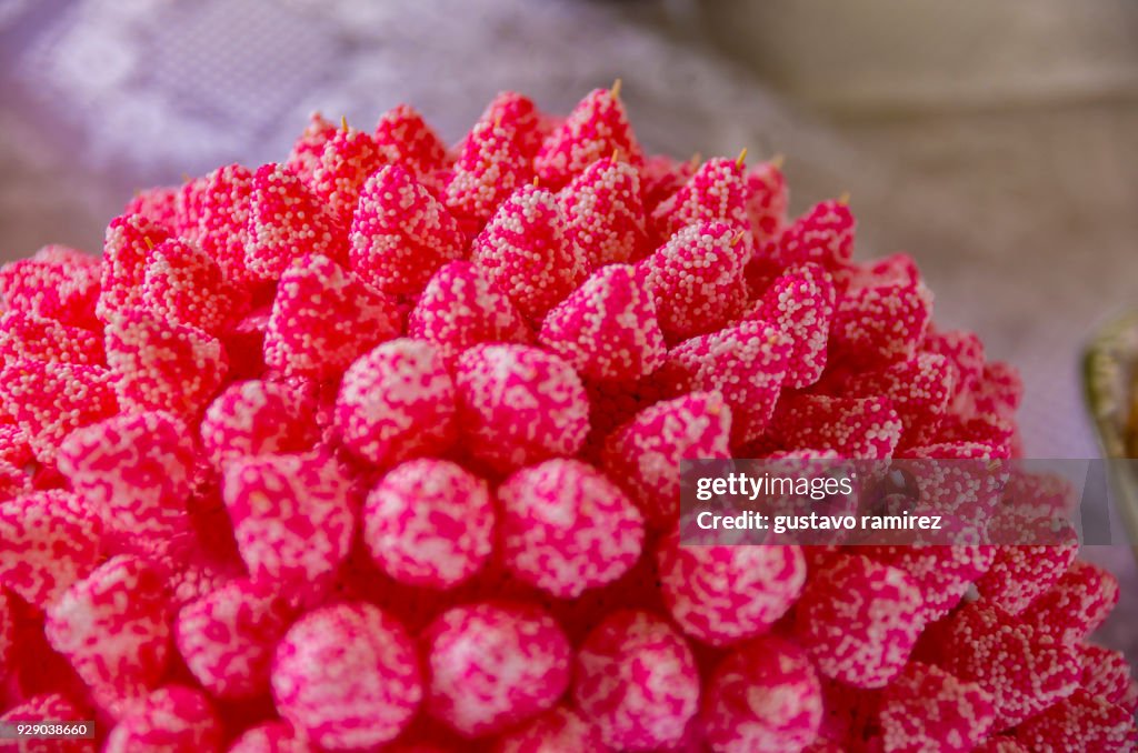 Rubber strawberry candies