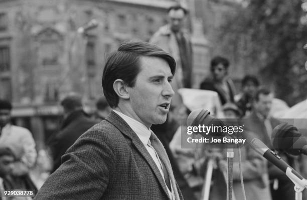 British Liberal Democrat politician David Steel talks at an Anti-Apartheid protest, London, UK, 23rd June 1968.