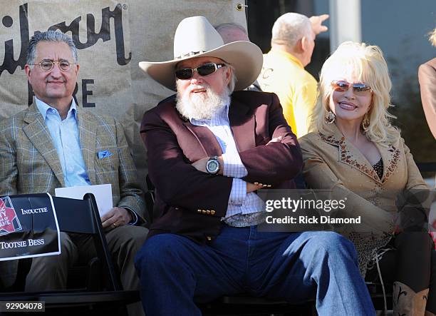 President/CEO Del Bryant, Singer & Songwriters Charlie Daniels and Dolly Parton during inductions into the Music City Walk of Fame, At Hall of Fame...