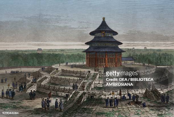 The temple of Heaven, Beijing, China, Kingdom, illustration from the magazine The Illustrated London News, volume LXII, February 22, 1873. Digitally...