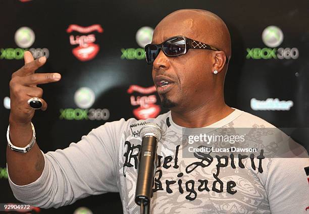 Music star MC Hammer launches the new Xbox karaoke title "Lips: Number One Hits" which includes his song "U Can't Touch This", and demonstrates...