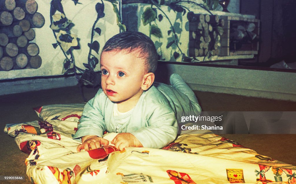 Vintage cute baby boy