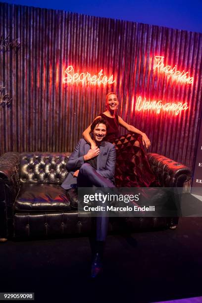 Argentine actress Juana Viale poses with Spanish actor Andres Velencoso during the after party as part of the Premiere of Netflix's Edha at Faena...