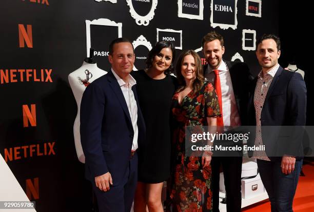 Nexflix's executives Erik Barmack, Natalie Gutteridge, Jennifer Breslow, Arturo Diaz and Diego Avalos pose during the Premiere of Netflix's Edha at...
