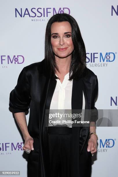 Kyle Richards arrives for Dr. Paul Nassif's unveiling of his new medical spa with grand opening and ribbon-cutting ceremony at Nassif MD & Medical...