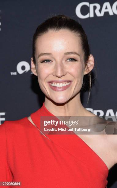 Actress Sarah Dumont attends the premiere of Crackle's "The Oath" at Sony Pictures Studios on March 7, 2018 in Culver City, California.