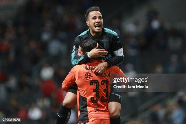 Camilo Da Silva and Gil Alcala of Queretaro celebrate during the round of 16th between Monterrey and Queretaro as part of the Copa MX Clausura 2018...