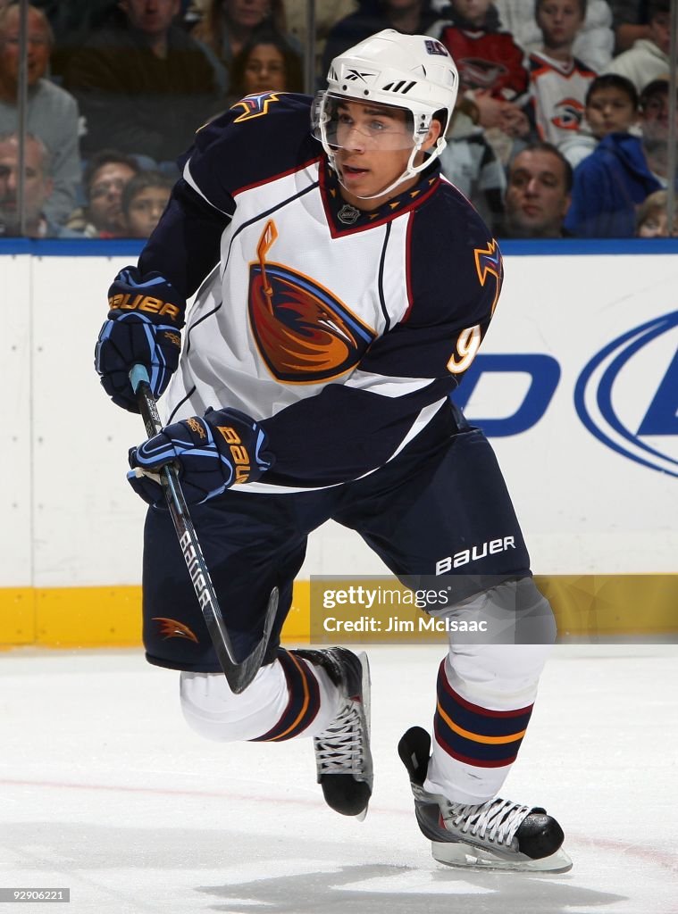 Evander Kane of the Atlanta Thrashers skates against the New York