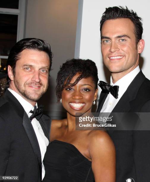 Exclusive Coverage* Raul Esparza, Montego Glover and Cheyenne Jackson pose at the Stage Directors And Choreographers Society 50 Year Celebration at...