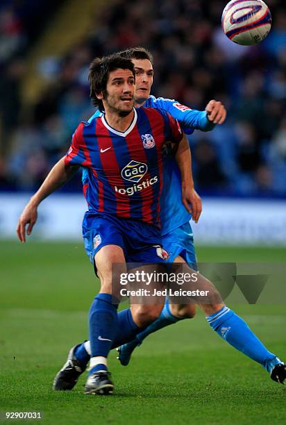 Danny Butterfield of Crystal Palace chases the ball ahead of Adam Johnson of Middlesbrough during the Crystal Palace and MIddlesbrough Coca Cola...