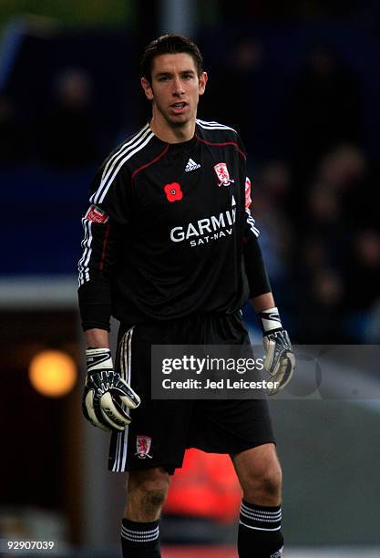 Middlesbrough goalkeeper Brad Jones during the Crystal Palace and MIddlesbrough Coca Cola Championship match at Selhurst Park on November 7, 2009 in...