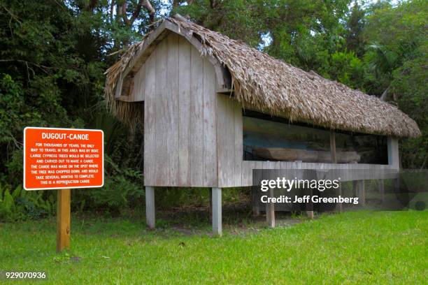 Dugout canoe exhibit at the Seminole Indian Village.