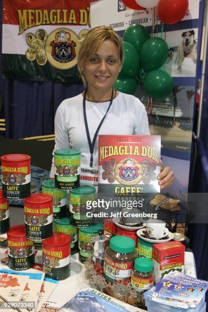 Medaglia D'Oro Espresso Coffee vendor at the Miami Herald Travel Expo.