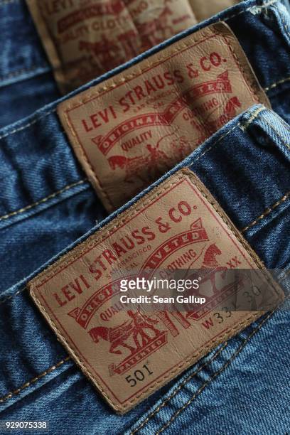 In this photo illustration Levi's 501 blue jeans by U.S. Clothing manufacturer Levi Strauss are seen on March 8, 2018 in Berlin, Germany. U.S....
