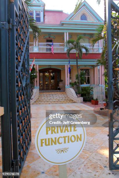 Private function sign at the entrance to the Southernmost House Key West Historic Inn.