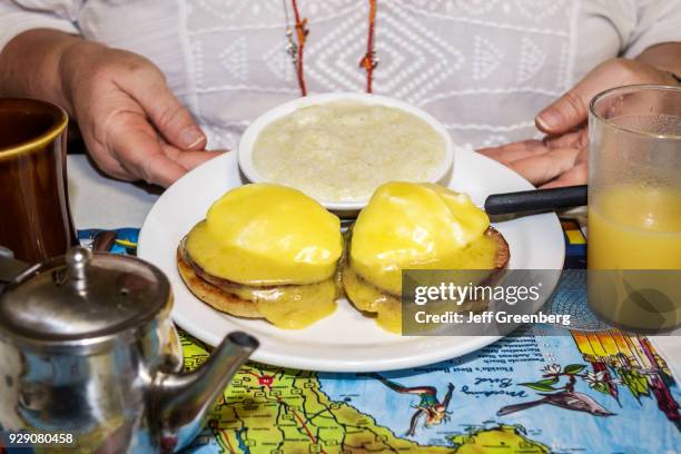 Plate of eggs Benedict at Country Ham n' Egg restaurant.