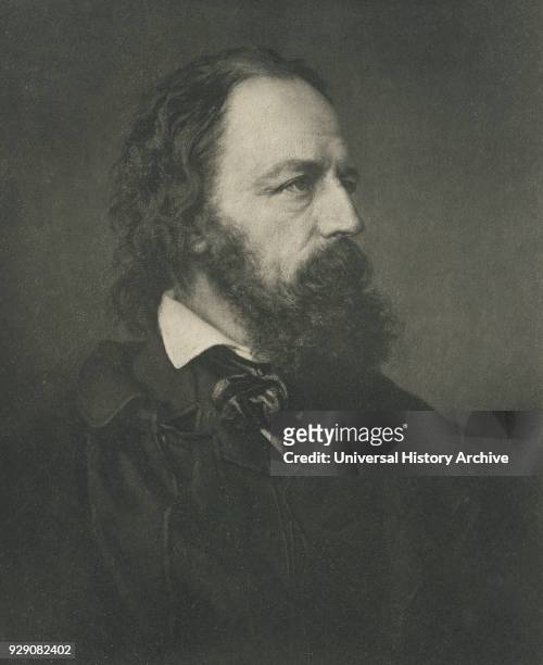 Alfred, Lord Tennyson , Noted English Poet, Portrait based on Photography by Mayall.