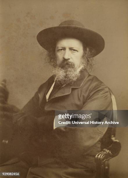 Alfred, Lord Tennyson , Noted English Poet, Portrait, Photographed by Elliott and Fry of 55, Baker Street, London, UK.