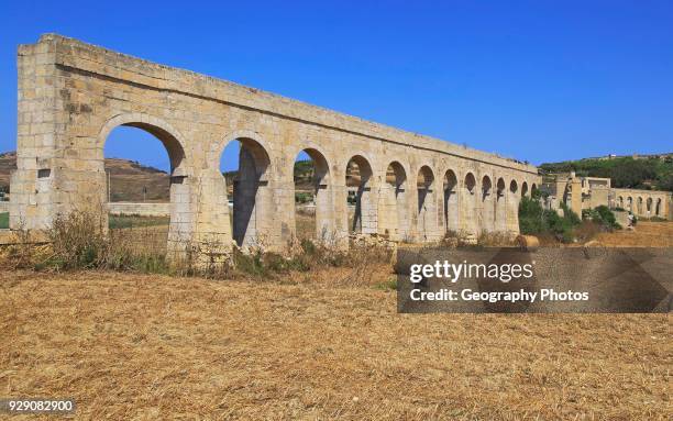 Aqueduct on the island of Gozo, Malta built between 1839 and 1843.