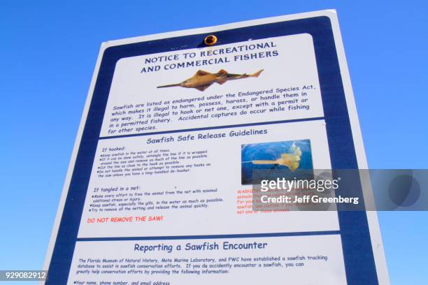 An endangered species sign at Florida Keys National Marine Sanctuary.