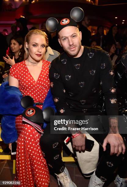 Eden Wilson and Johnny Wujek attend the launch of "Mickey the True Original" campaign in celebration of Mickey's 90th anniversary with a fashion show...