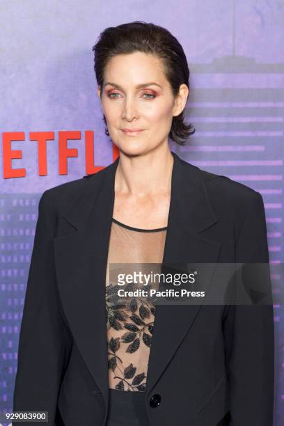 Carrie-Anne Moss attends Marvel Jessica Jones Season 2 Premiere at AMC Loews Lincoln Square.
