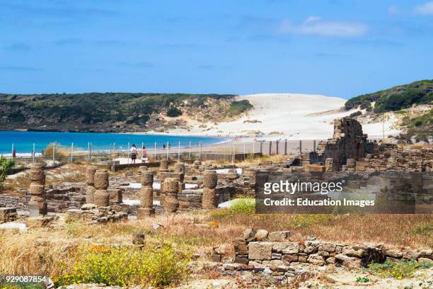 Bolonia, Costa de la Luz, Cadiz Province, Andalusia, southern Spain, Part of the ruins of the Roman town of Baelo Claudia.