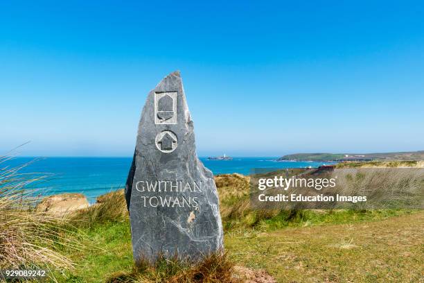 The Southwest Coast Path Marker At Gwithian Towans Near Hayle In Cornwall, England, UK.