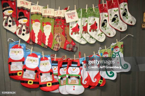 Christmas stockings in the Cracker Barrel Restaurant.