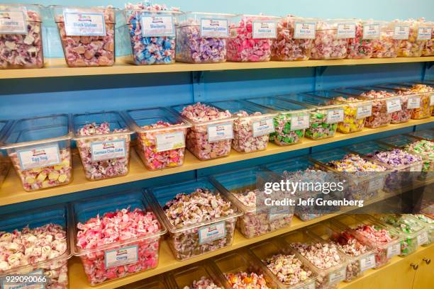 Containers of candy for sale in Zeno's Boardwalk Sweet Shop.