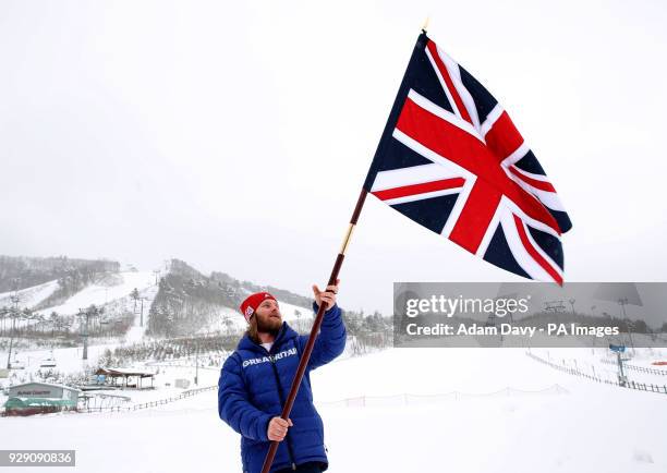 Para-Snowboarder Owen Pick is announced as ParalympicsGB's flagbearer during a photocall at Alpensia Resort ahead of the PyeongChang 2018 Winter...