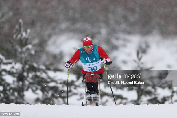 Chris Klebl of Canada in action during a Cross-Country training session ahead of the PyeongChang 2018 Paralympic Games on March 8, 2018 in...