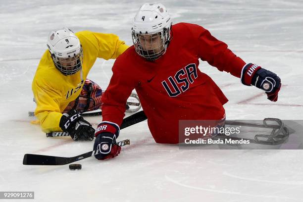 Travis Dodson and Brody Roman of the United States in action during a training session ahead of the PyeongChang 2018 Paralympic Games at Gangneung...