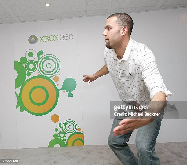 Los Angeles Laker Point Guard Jordan Farmar plays Project Natal at the XBox Booth during E3 at Los Angeles Convention Center on June 3, 2009 in Los...