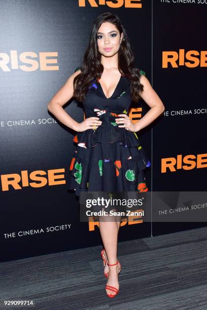 Auli'i Cravalho attends the premiere of "Rise" hosted by NBC & The Cinema Society at The Landmark at 57 West on March 7, 2018 in New York City.