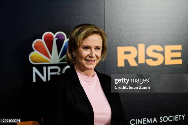 Eve Plumb attends the premiere of "Rise" hosted by NBC & The Cinema Society at The Landmark at 57 West on March 7, 2018 in New York City.