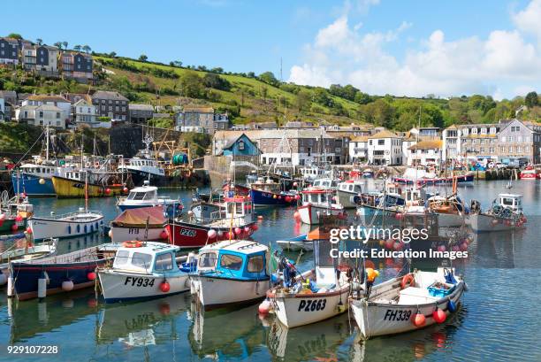 Fishing Boats In The Harbor At Mevagissey, Cornwall, England, Britain, UK.