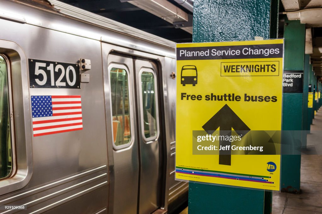 New York City, Subway Station Shuttle Bus Service Sign. News Photo ...