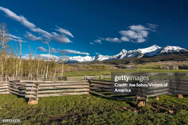 Rail Fence and San Juan Mountains, Hastings Mesa, near Ridgway and Telluride Colorado.