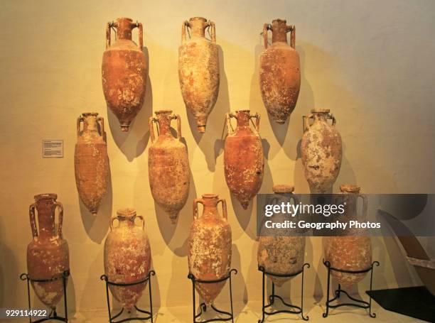 Roman amphora wine jugs, Archaeological museum, Rabat Victoria, Gozo, Malta.