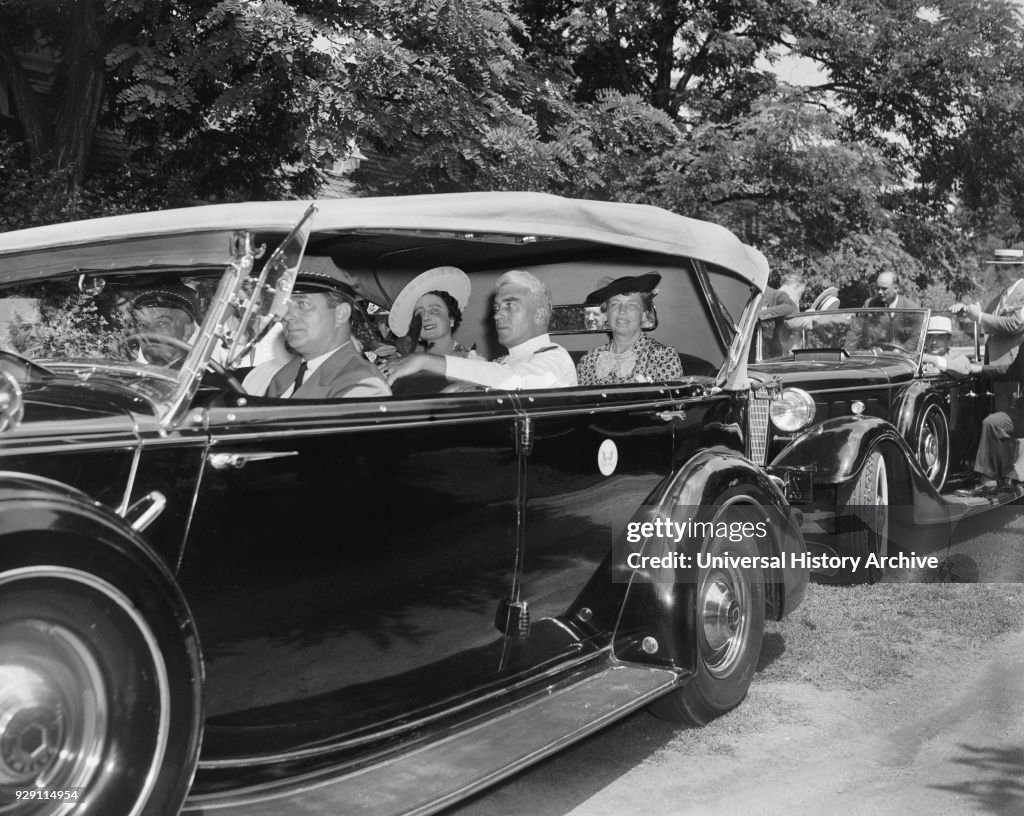 Queen Elizabeth, First Lady Eleanor Roosevelt, in Automobile, Washington DC, USA, Harris & Ewing, June 1939