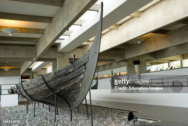 Roskilde, Denmark, Preserved and reconstructed boat in Viking Ship Museum.