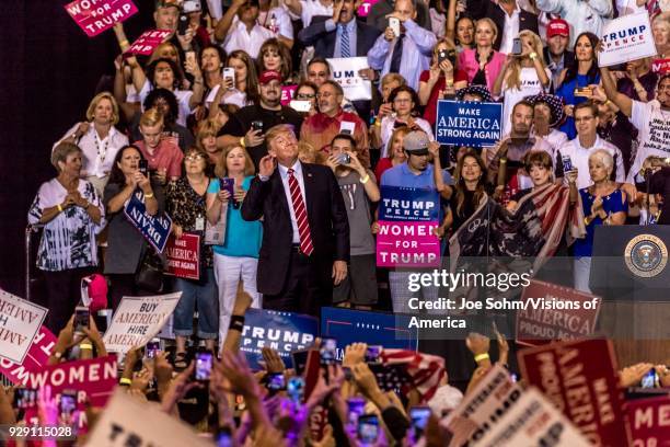 President Donald J. Trump speaks to crowd of supporters at the Phoenix Convention Center during a 2020 Trump rally.