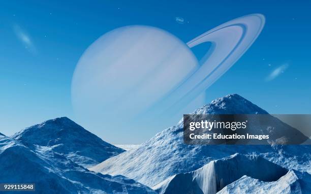 The Second Largest Planet In Our Solar System, Saturn Seen From One Of Its 62 Moons.