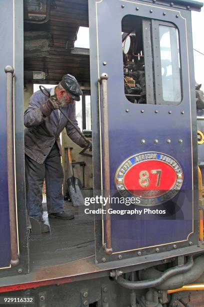 Steam train of Welsh Highland Railway, Porthmadog station, Gwynedd, north west Wales, UK.