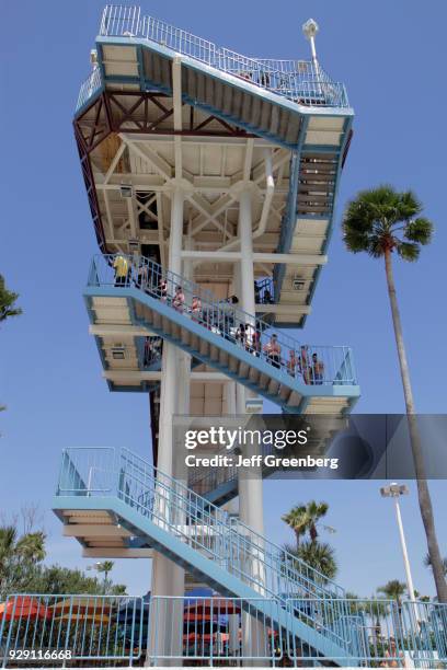 Steps to a slide at the Wet'n Wild water park.