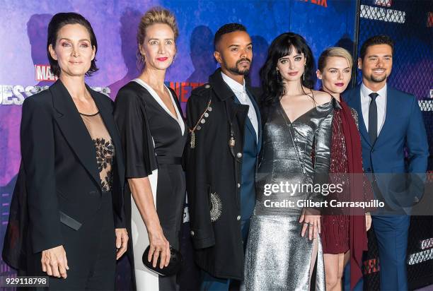 Actors Carrie-Anne Moss, Janet McTeer, Eka Darville, Krysten Ritter, Rachael Taylor and J. R. Ramirez attend Netflix's 'Marvel's Jessica Jones'...