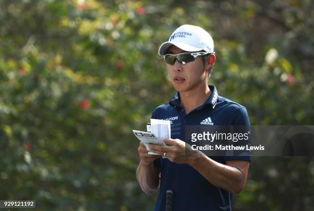 Jinho Choi of Korea looks on from the 13th hole during day one of the Hero Indian Open at Dlf Golf and Country Club on March 8, 2018 in New Delhi,...