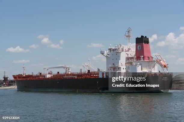 The Florida a tanker ship in position against the quay. Port of Tampa Florida USA.